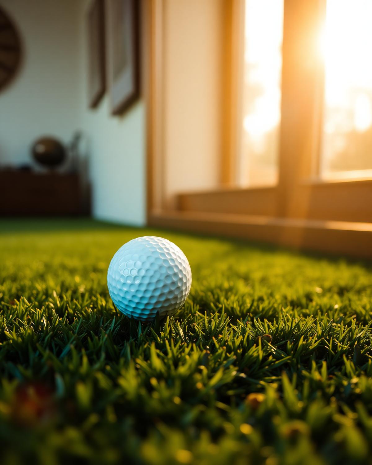 Golf ball on indoor turf